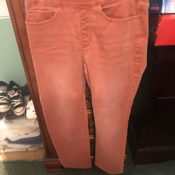 EUC Soft Surroundings Ladies 5 Pocket Pull On Pants Brown / Orange Color - Picture 3 of 8